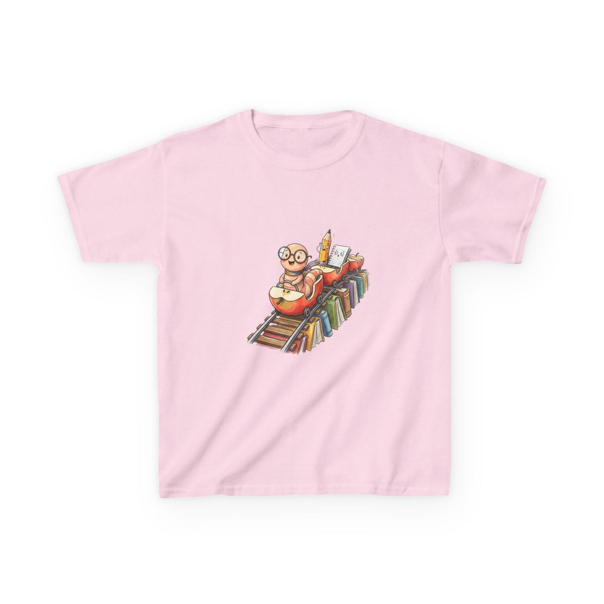 Kids Learning Train Tee - Whimsical Bookworm Education Shirt