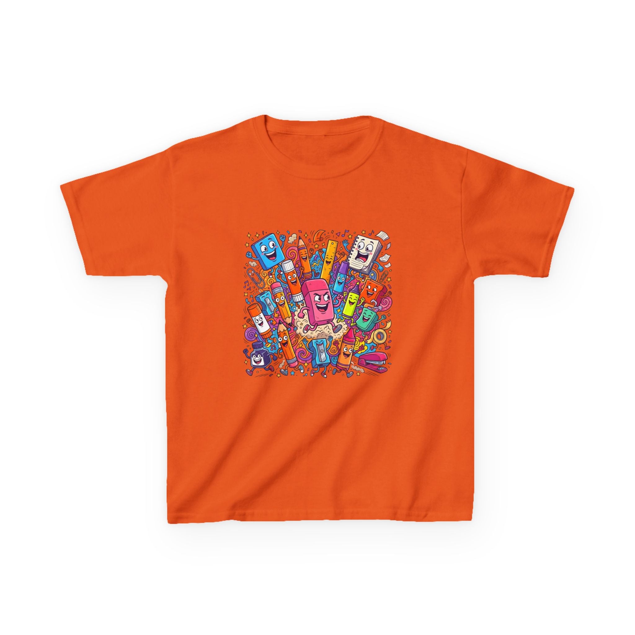Kids T-Shirt - Cartoon School Supplies Doodle | Back to School