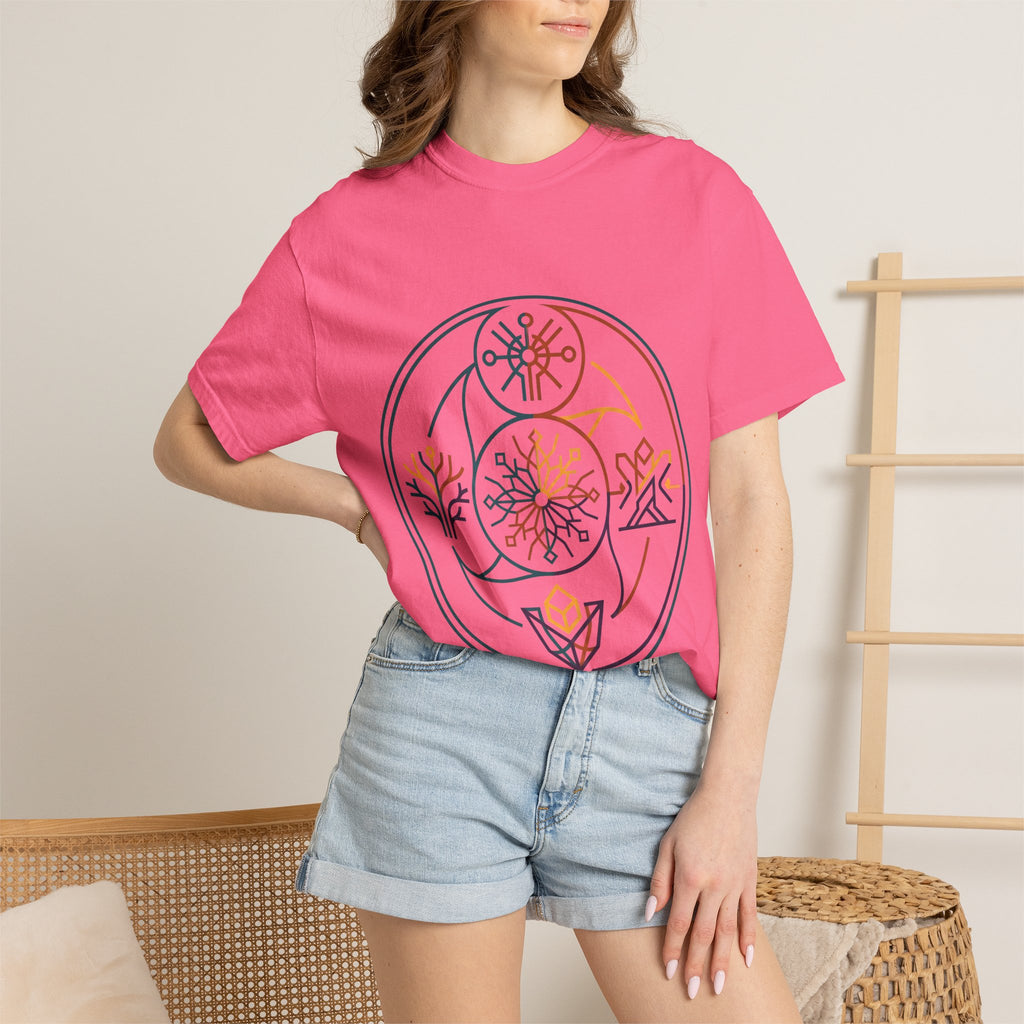 Unisex Garment-Dyed T-Shirt - Minimalist Geometric Nature Art