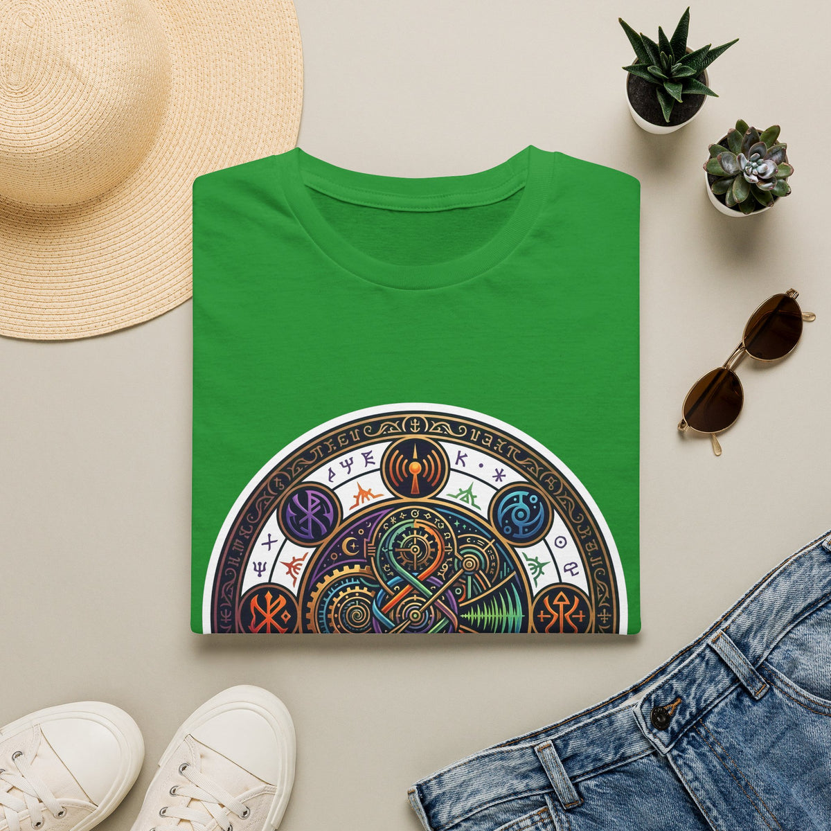 Unisex Steampunk T-Shirt - Ornate Mystical Mandala & Gears