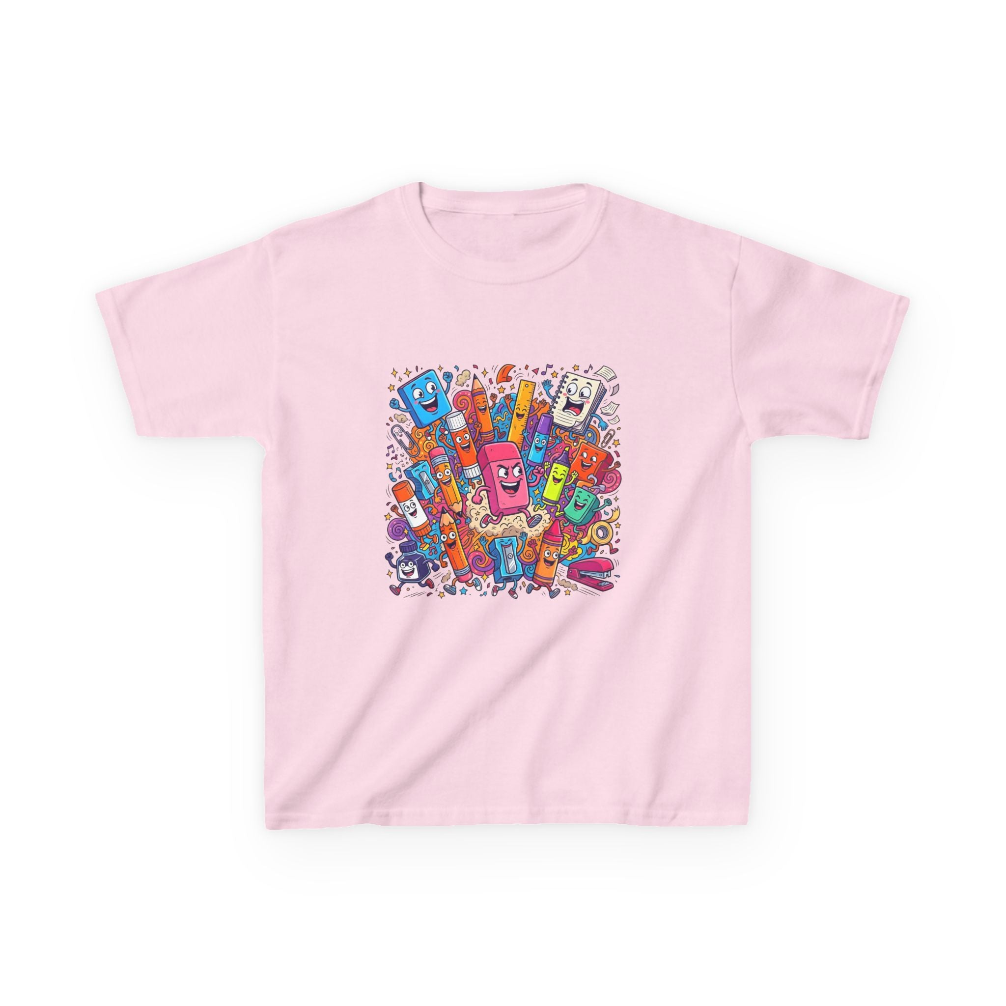 Kids T-Shirt - Cartoon School Supplies Doodle | Back to School