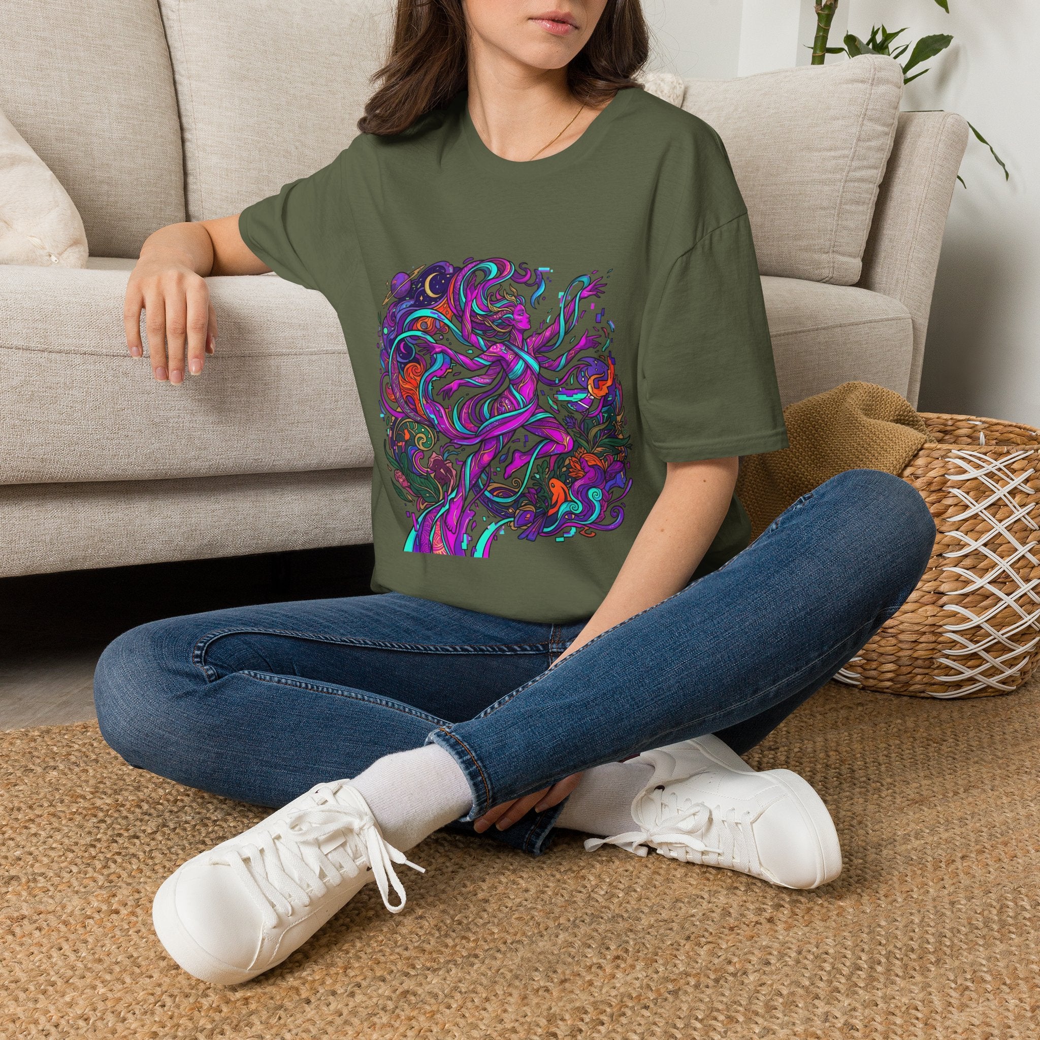 T-Shirt - Vibrant Psychedelic Cosmic Goddess Spiritual Flow