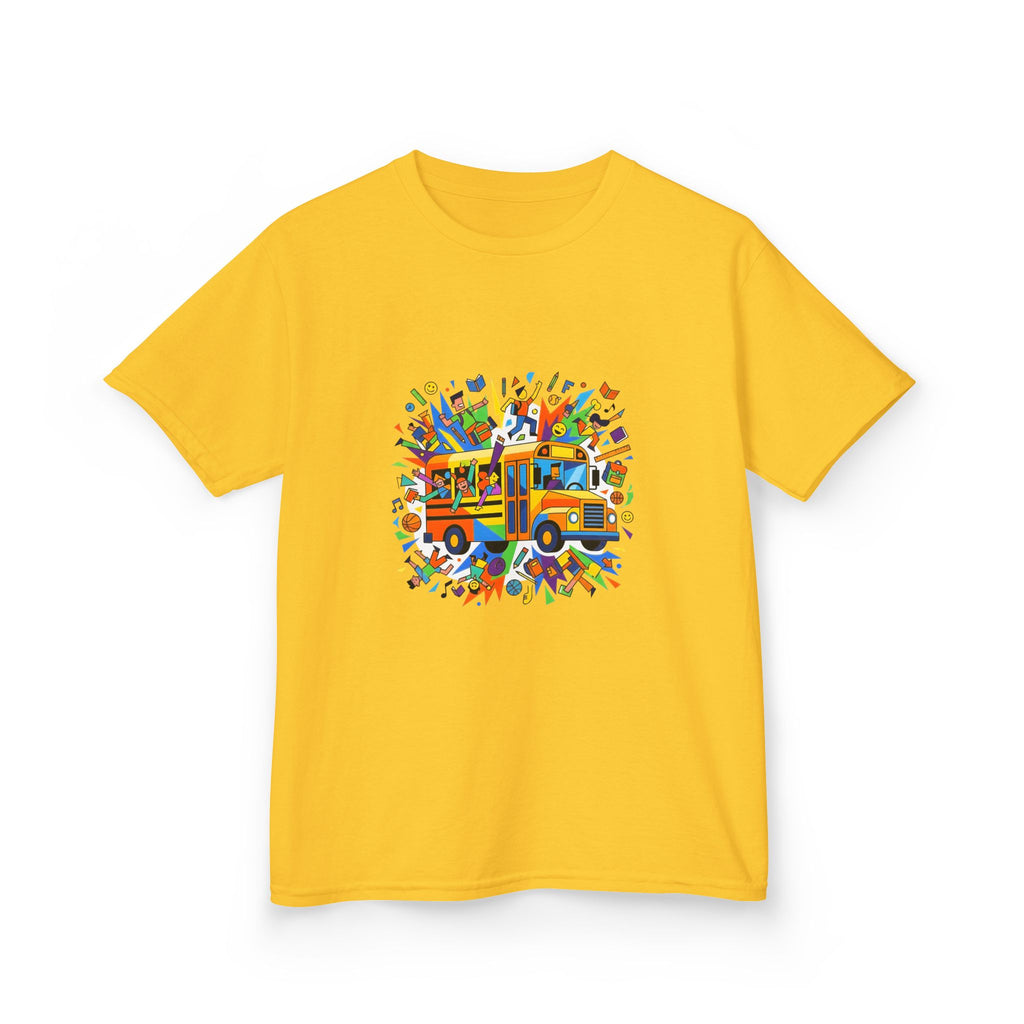 Kids Back to School Tee - Colorful School Bus & Student Shirt