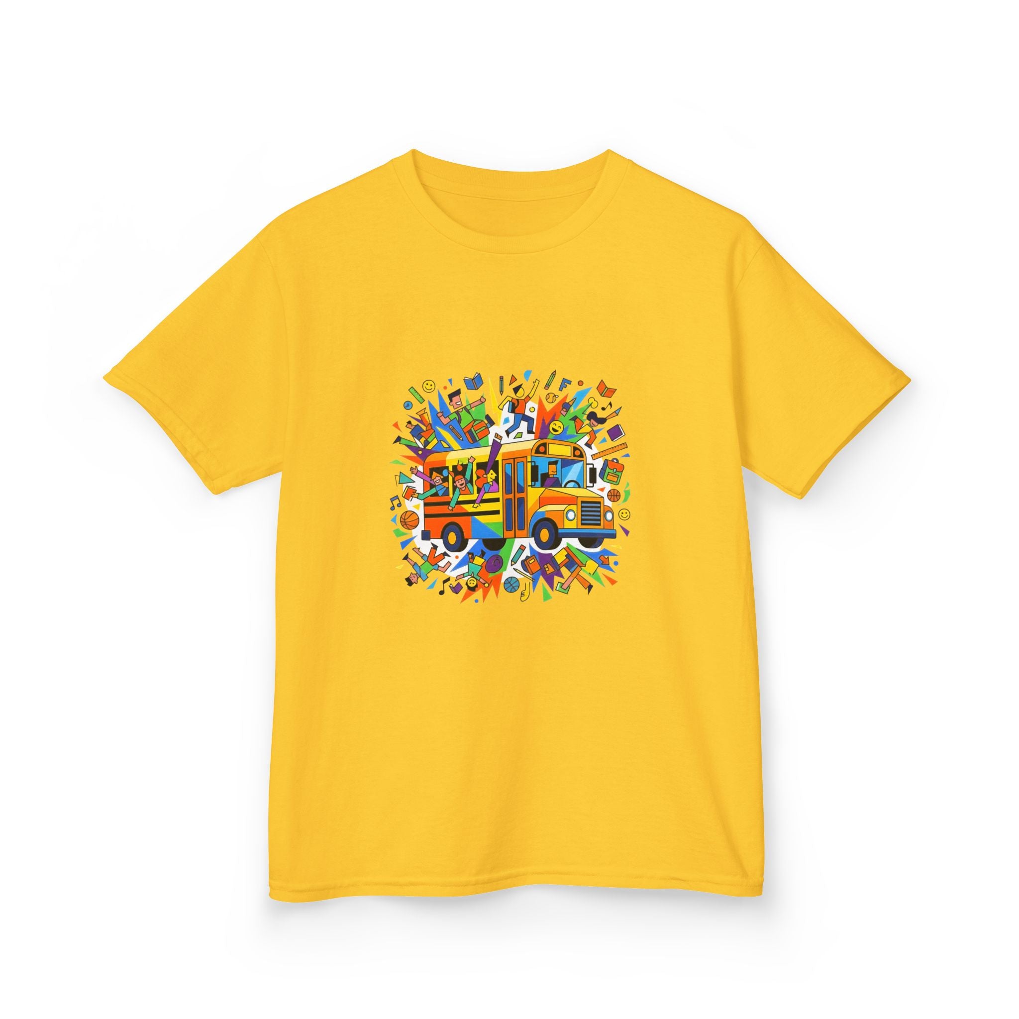 Kids Back to School Tee - Colorful School Bus & Student Shirt