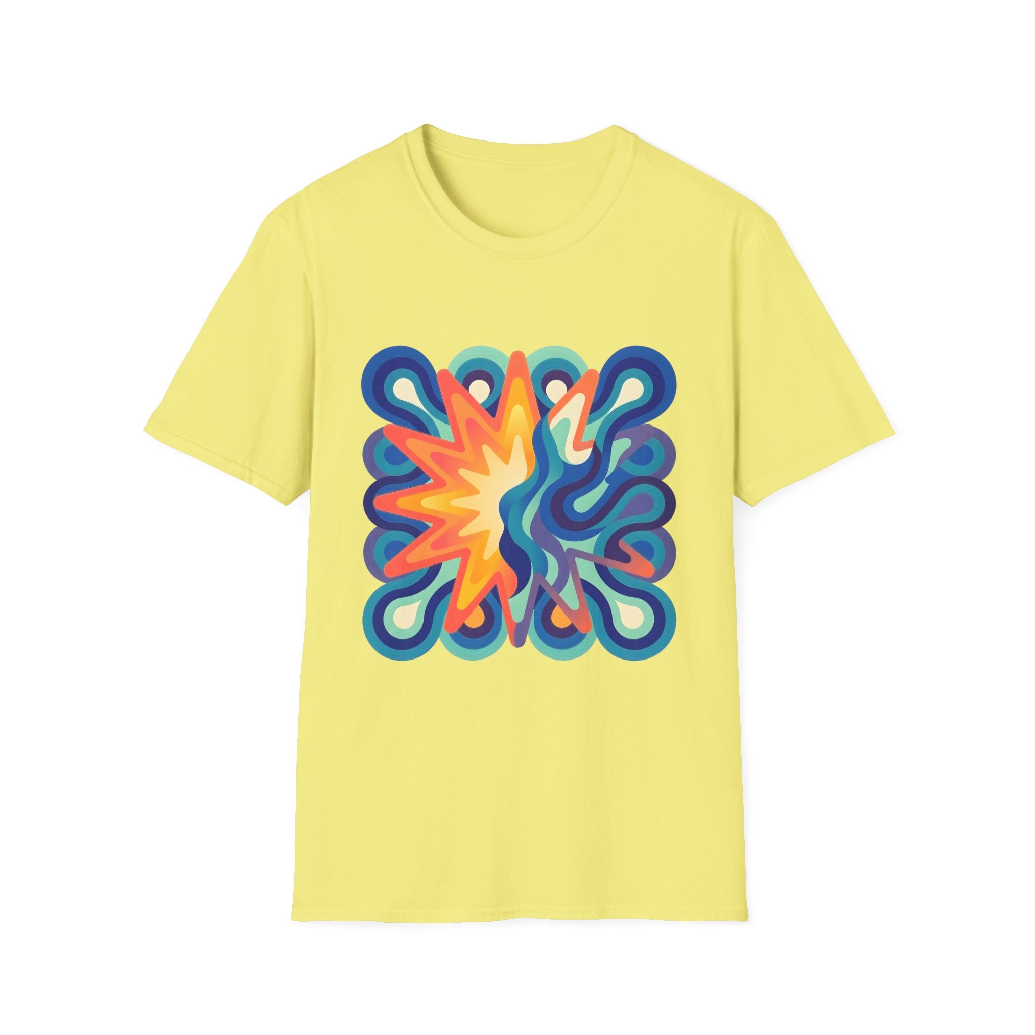 Abstract T-Shirt - Psychedelic Starburst Graphic Tee | Dynamic Blue