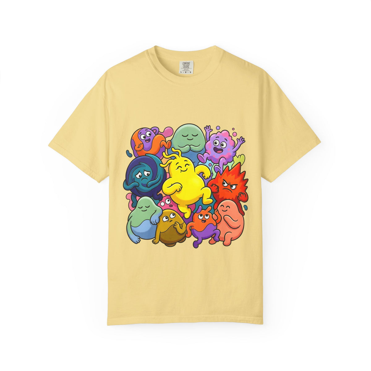Unisex Garment-Dyed T-Shirt - Diverse Emotional Cartoon Creatures