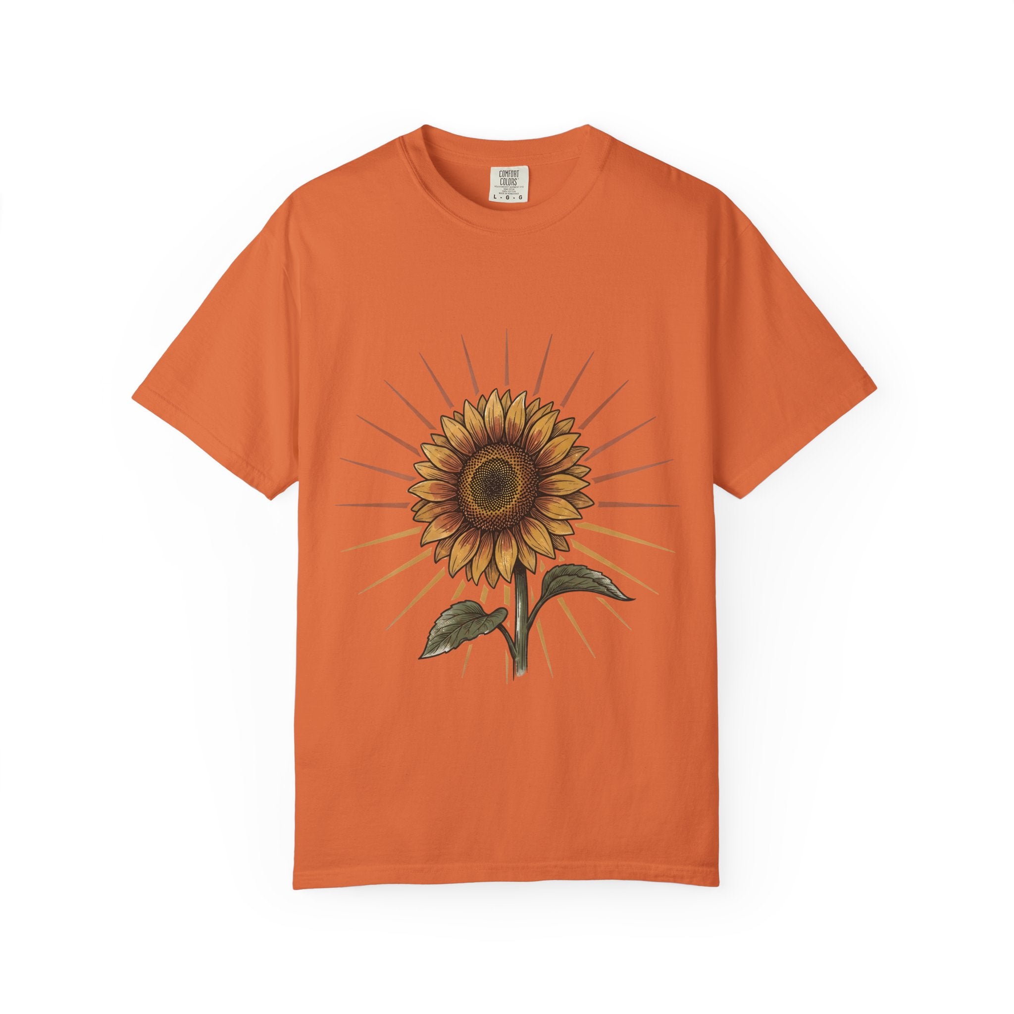 Sunflower T-shirt - Vintage Botanical Line Art | Comfort Colors