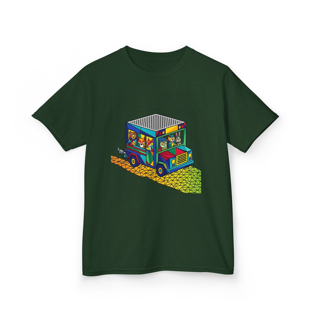 Kids T-Shirt - Vibrant Geometric Animal Bus Adventure