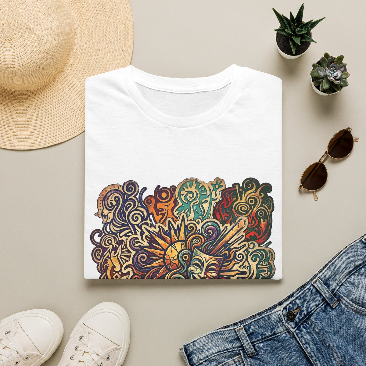 Unisex T-Shirt - Retro Psychedelic Theater Comedy Mask | Abstract Art