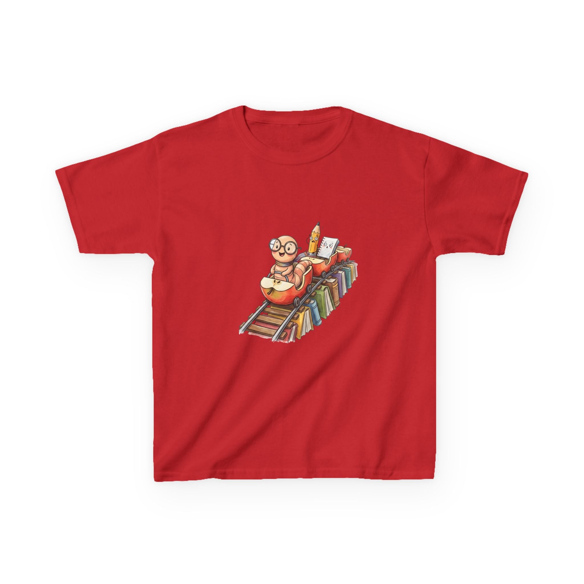 Kids Learning Train Tee - Whimsical Bookworm Education Shirt