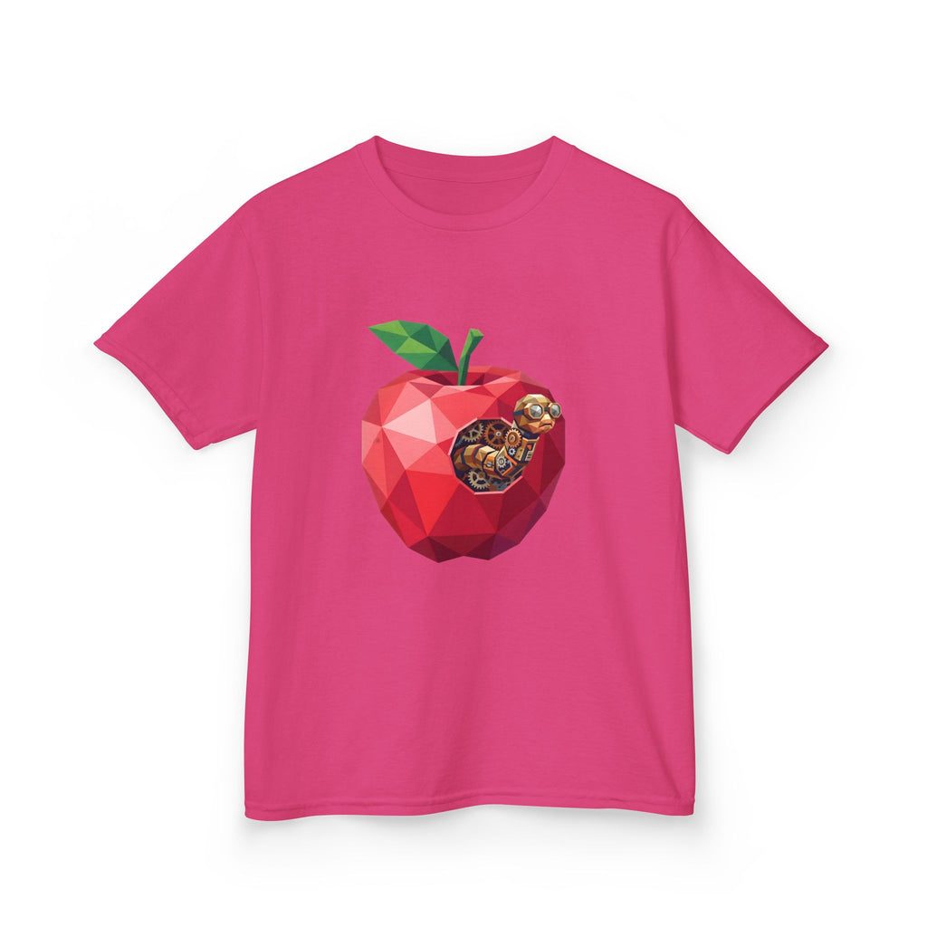 Kids Steampunk T-Shirt - Low Poly Geometric Mechanical Apple Worm
