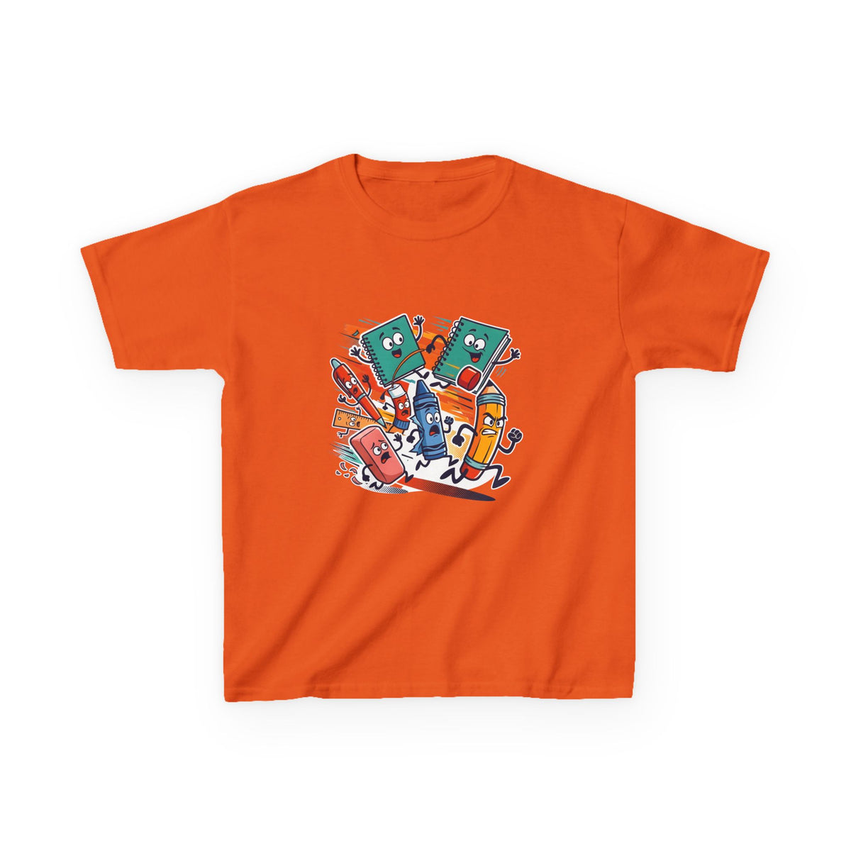 Kids Back to School Tee - Playful School Supplies Cartoon