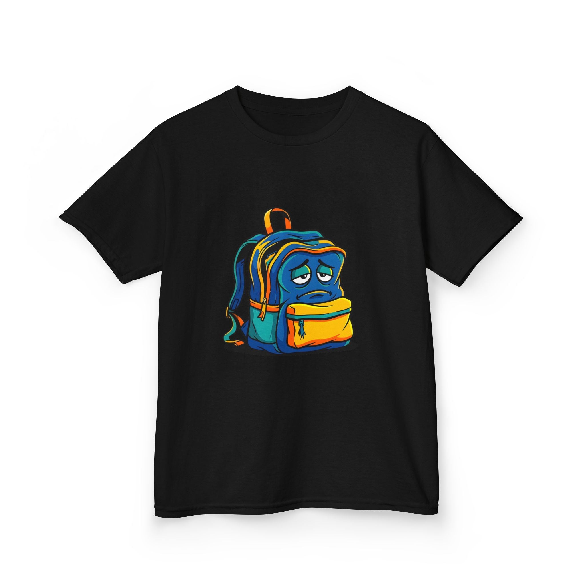 Kids Heavy Cotton Tee - Sad Backpack Cartoon | Back to School 2026