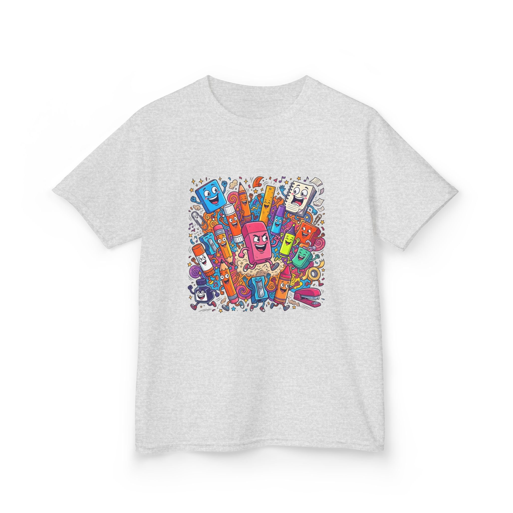 Kids T-Shirt - Cartoon School Supplies Doodle | Back to School