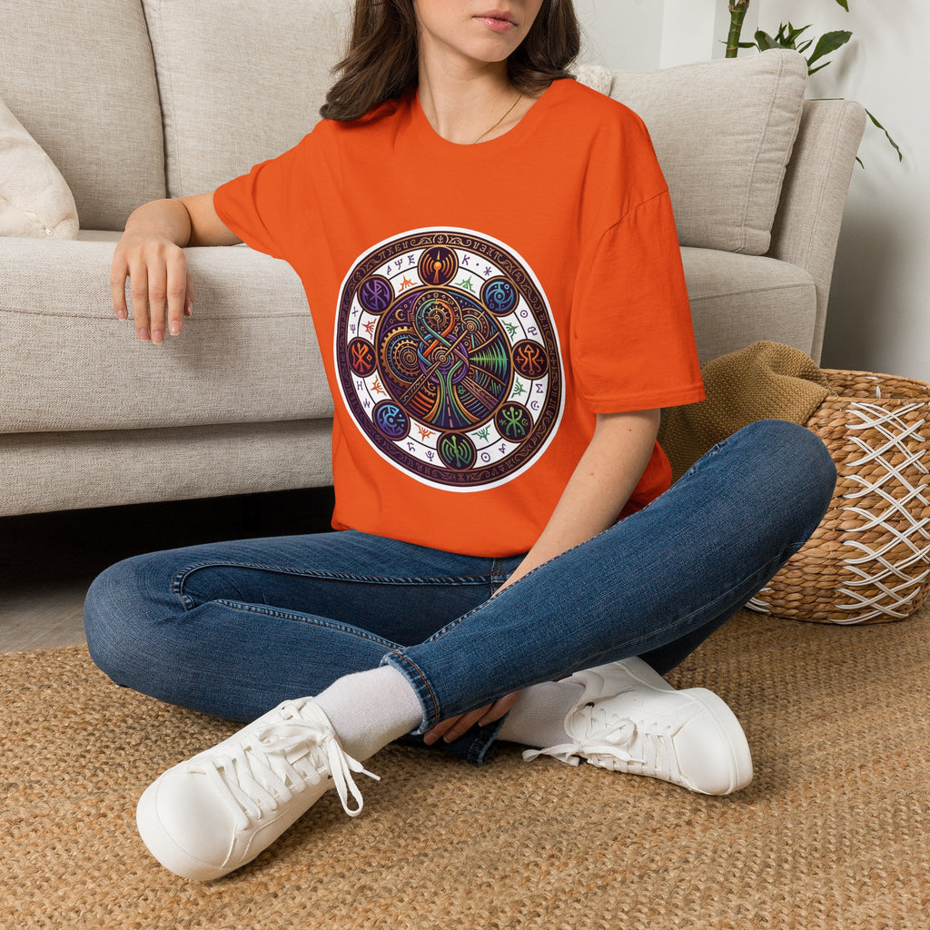 Unisex Steampunk T-Shirt - Ornate Mystical Mandala & Gears