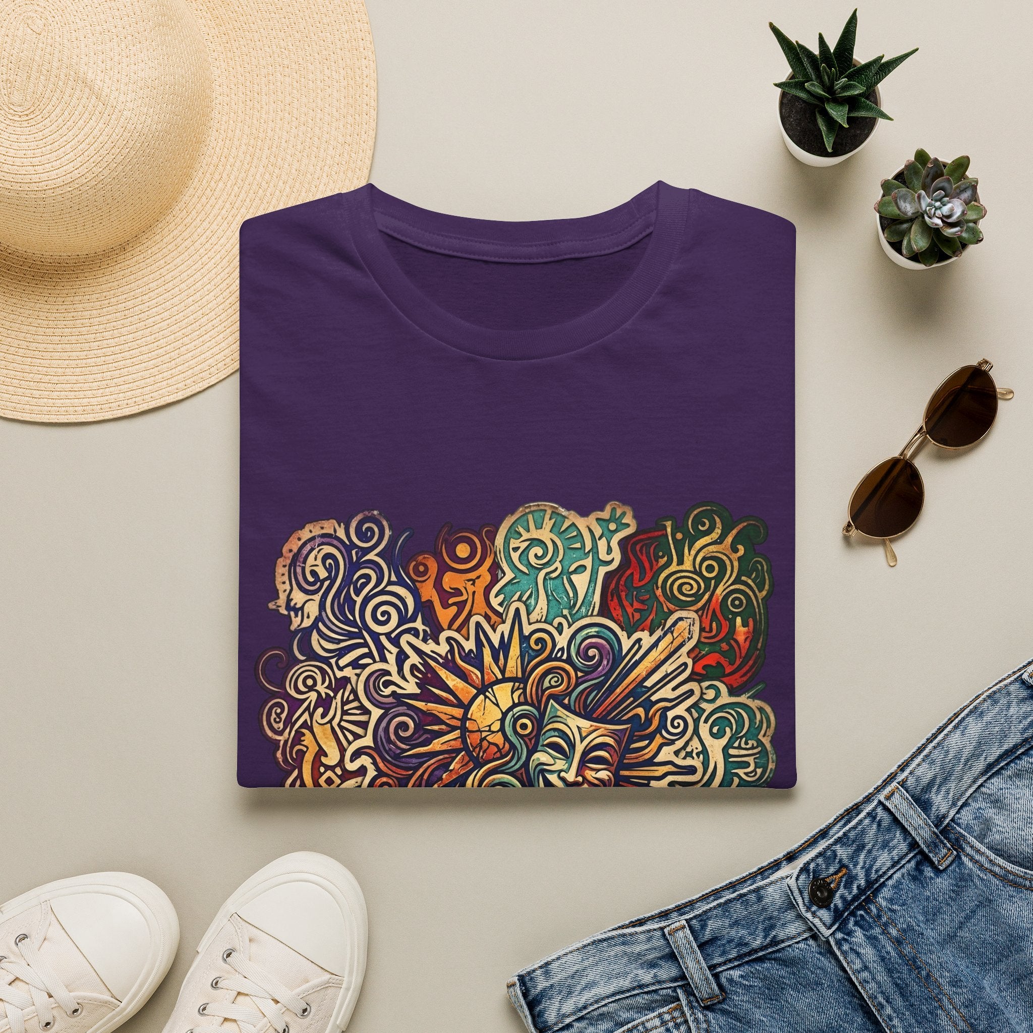 Unisex T-Shirt - Retro Psychedelic Theater Comedy Mask | Abstract Art