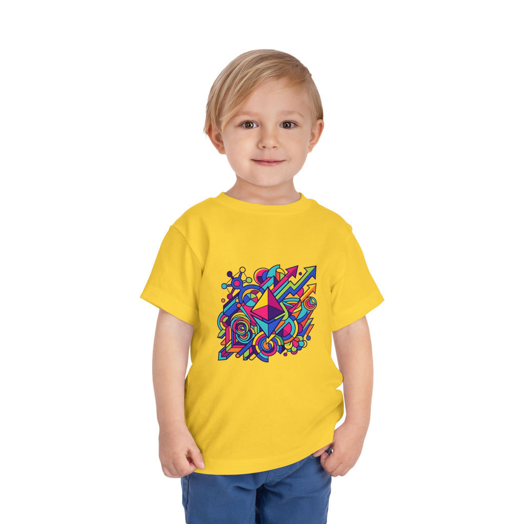 Toddler Crypto Shirt - Neon Geometric Digital Art | Blockchain Kids