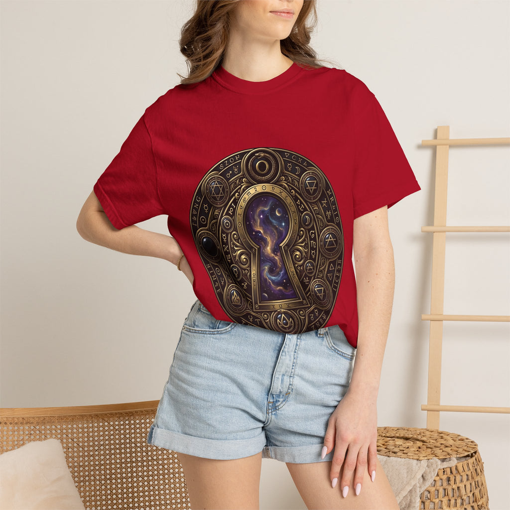 T-shirt - Celestial Keyhole Galaxy | Occult Alchemical Gold