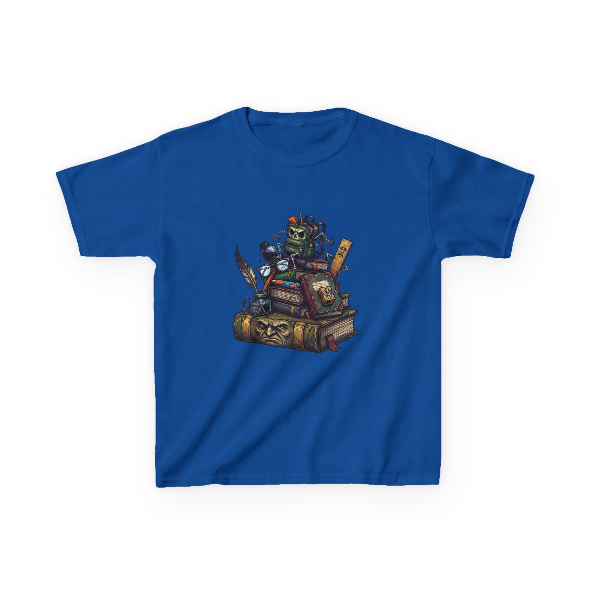Kids Dark Academia Tee - Macabre School Supplies Skull