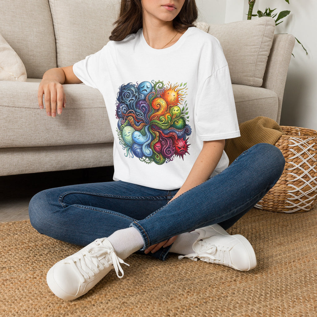 Abstract T-Shirt - Whimsical Watercolor Mandala | Surreal Figures