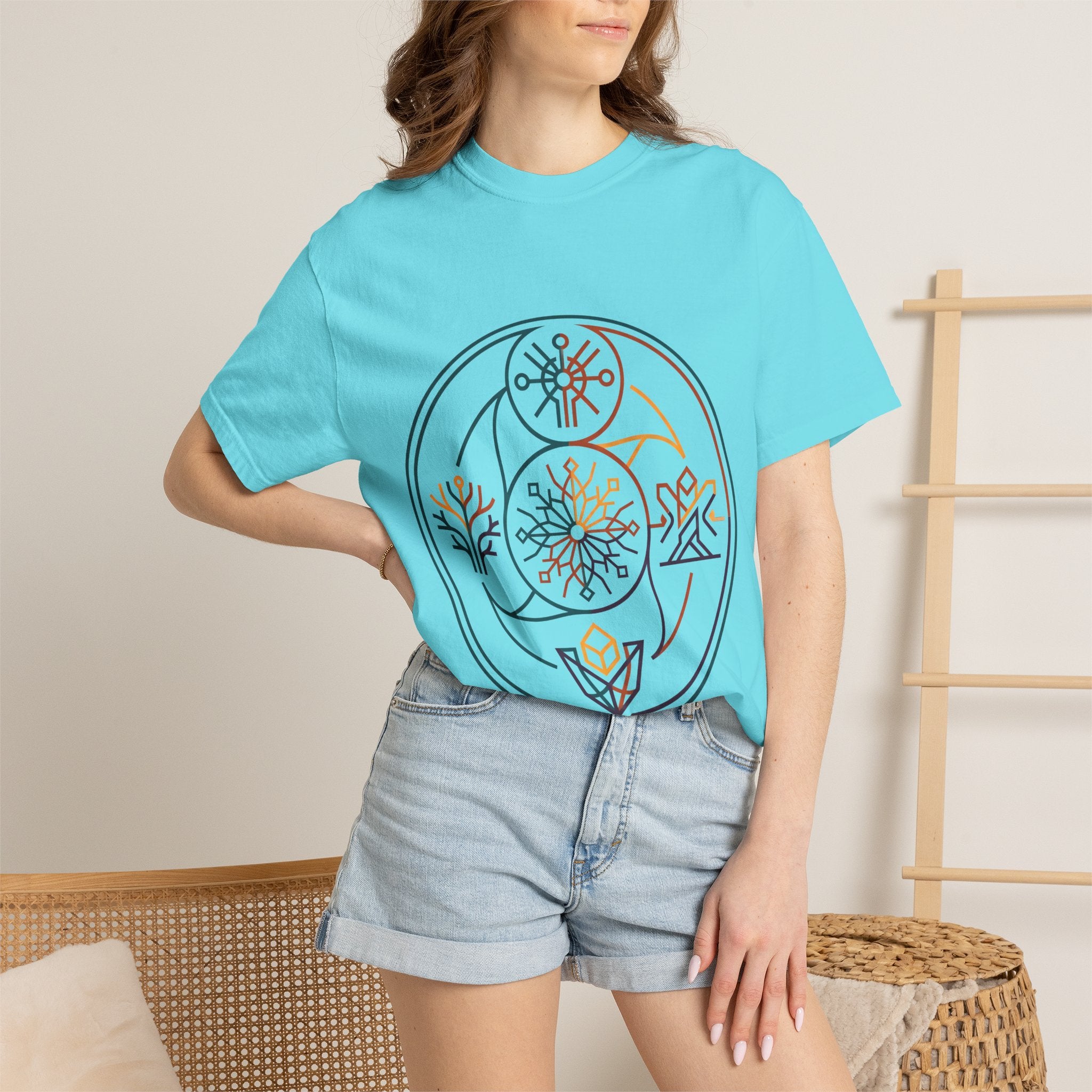 Unisex Garment-Dyed T-Shirt - Minimalist Geometric Nature Art