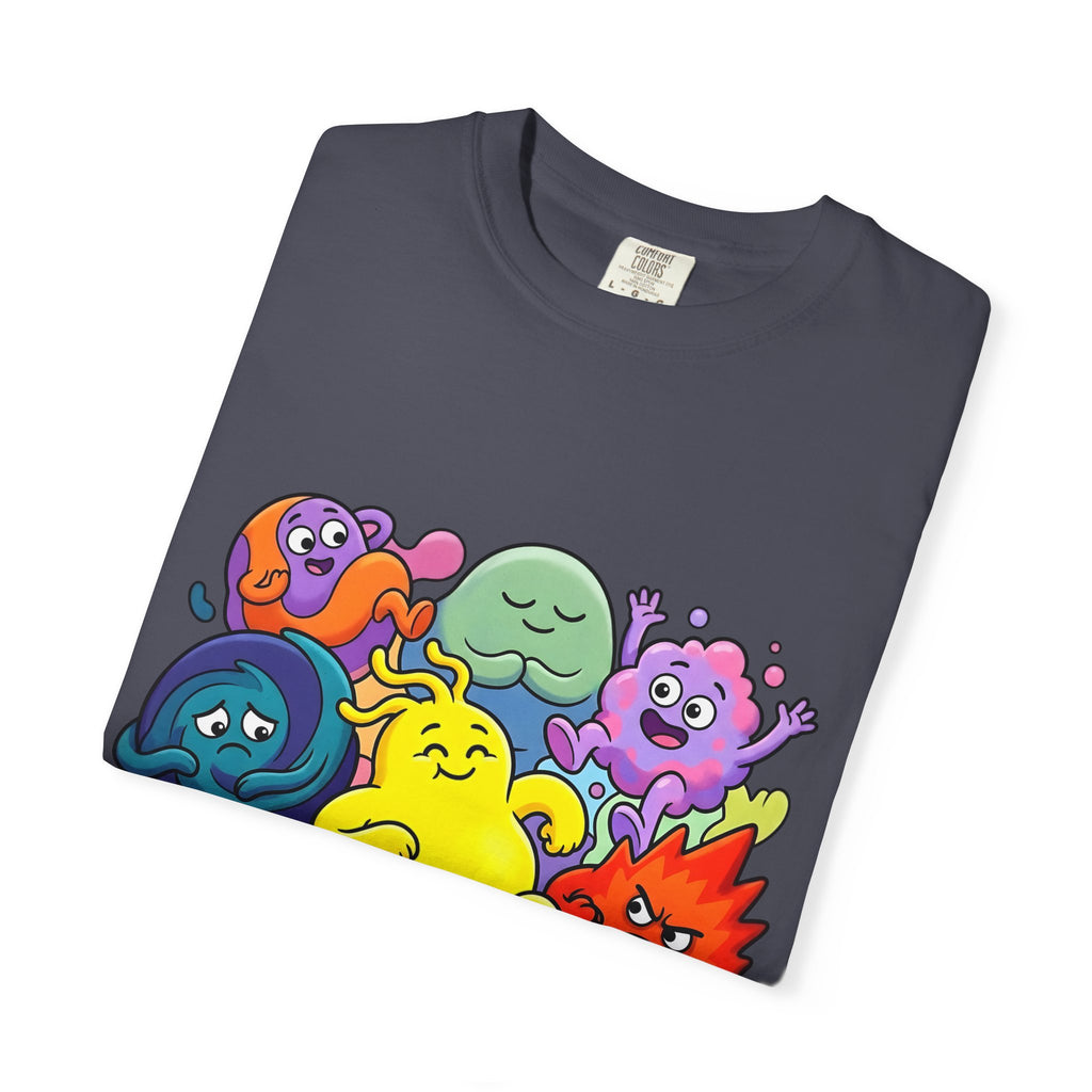 Unisex Garment-Dyed T-Shirt - Diverse Emotional Cartoon Creatures
