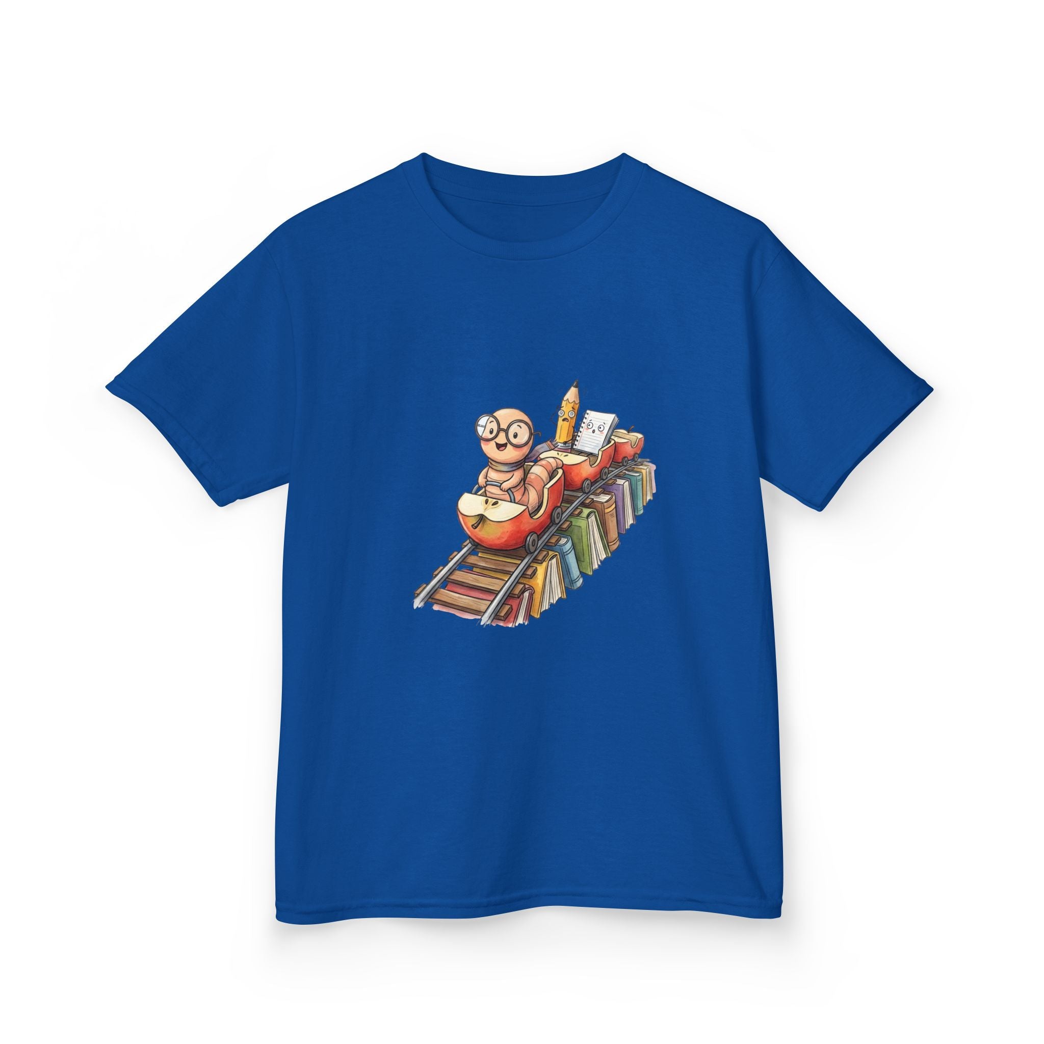 Kids Learning Train Tee - Whimsical Bookworm Education Shirt
