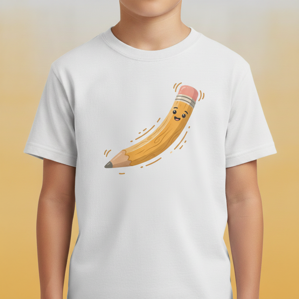 Kids Heavy Cotton Tee - Happy Animated Pencil School Supply | Back to