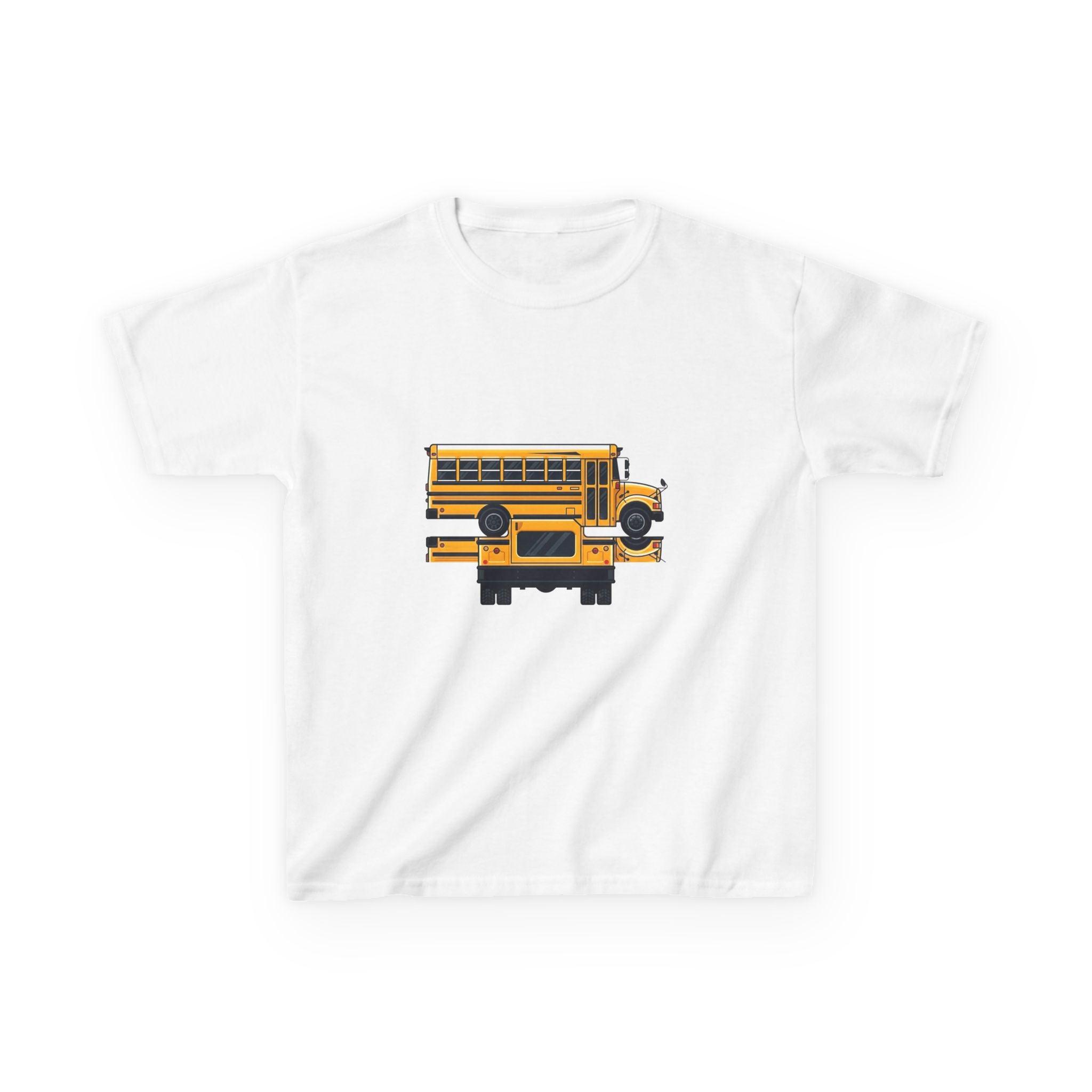 Kids School Bus T-Shirt - Cute Cartoon Reflection | Back to School