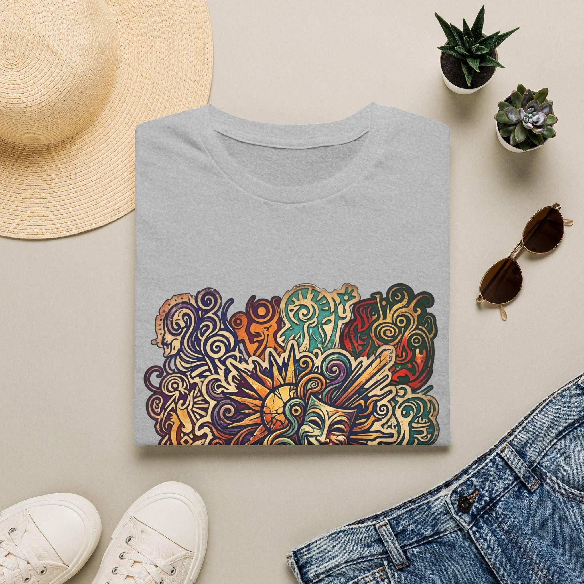 Unisex T-Shirt - Retro Psychedelic Theater Comedy Mask | Abstract Art
