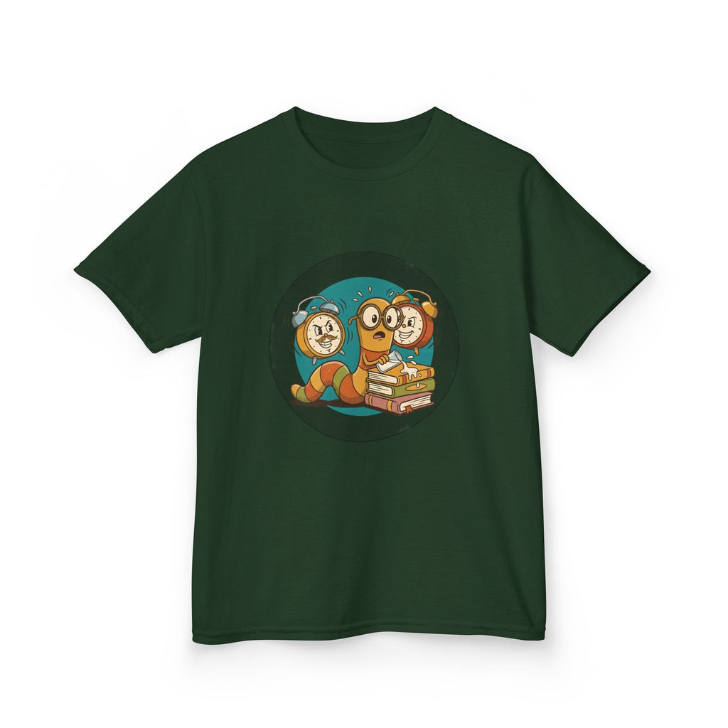 Kids Bookworm Tee - Cartoon Worm Studying Books | Back to School
