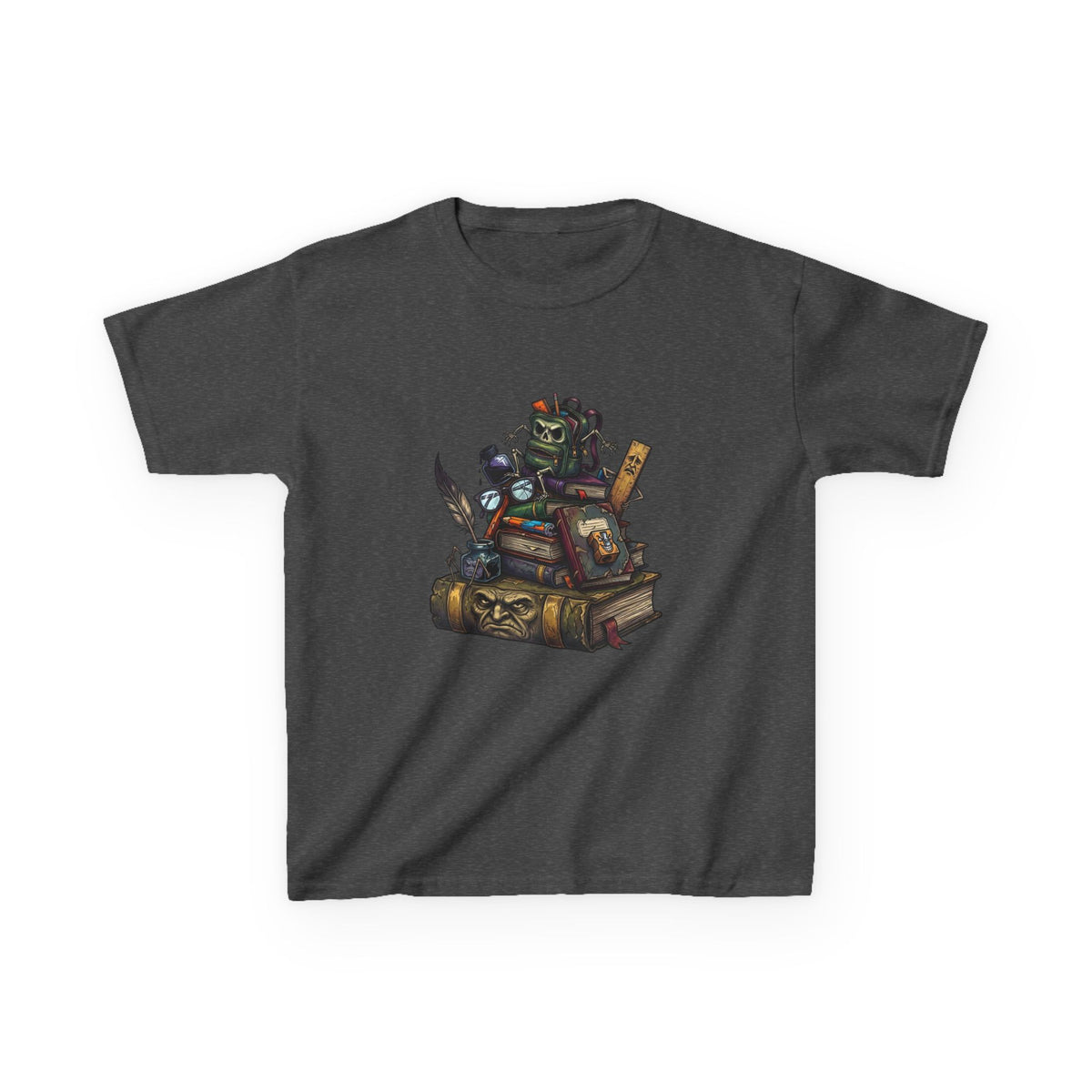 Kids Dark Academia Tee - Macabre School Supplies Skull