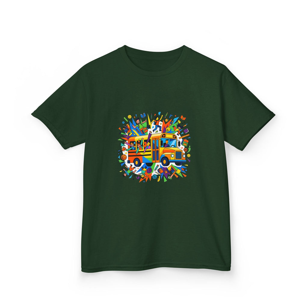 Kids Back to School Tee - Colorful School Bus & Student Shirt