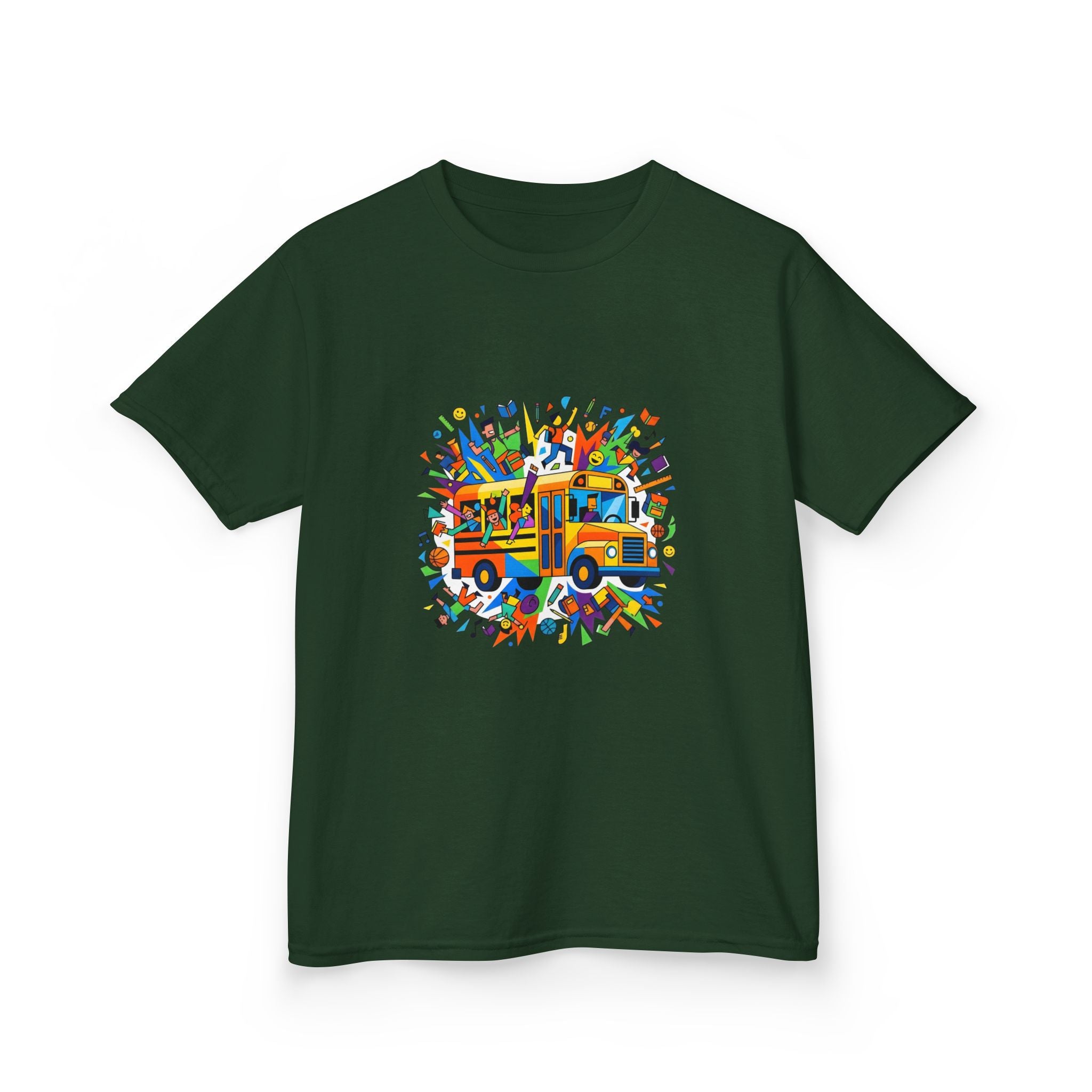 Kids Back to School Tee - Colorful School Bus & Student Shirt