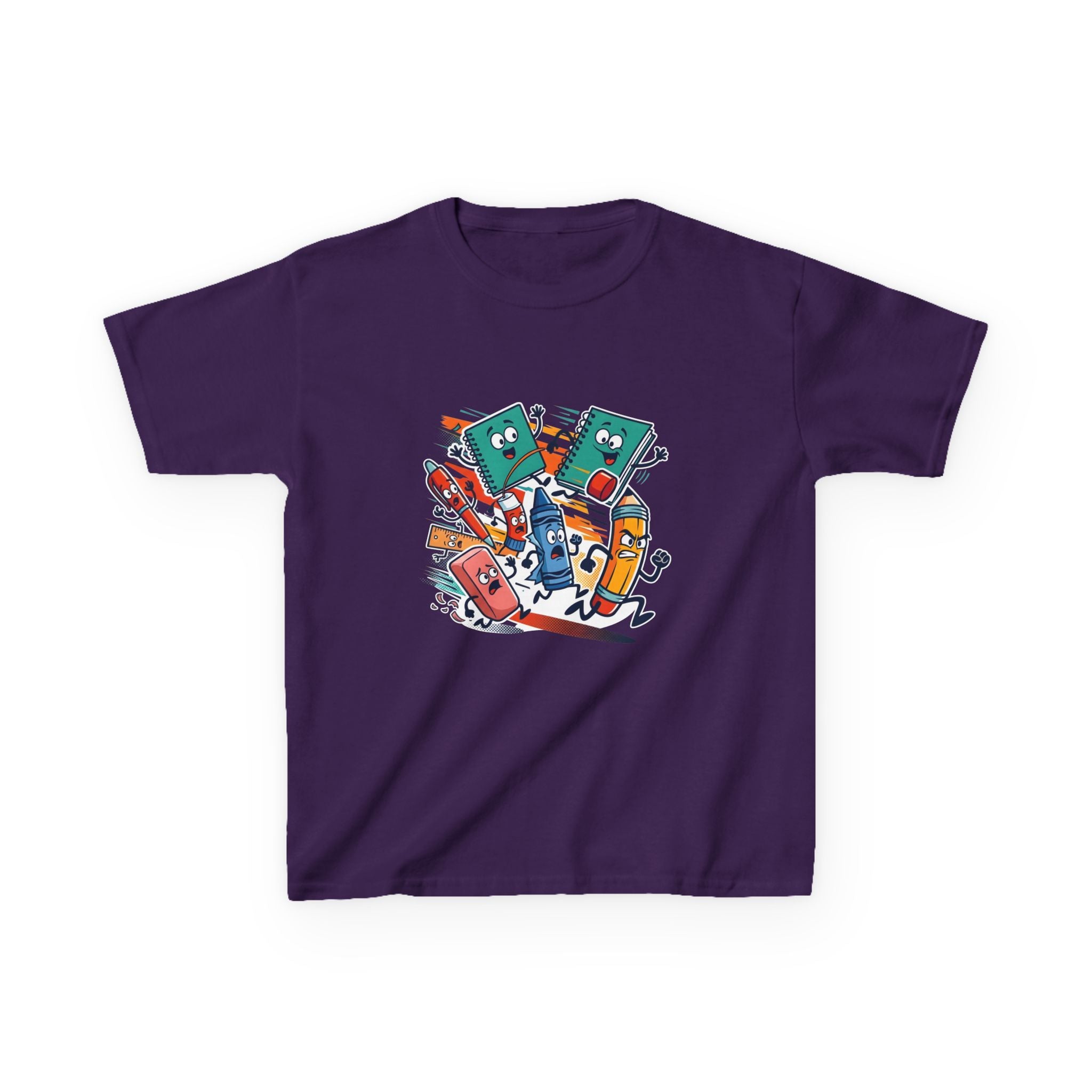 Kids Back to School Tee - Playful School Supplies Cartoon