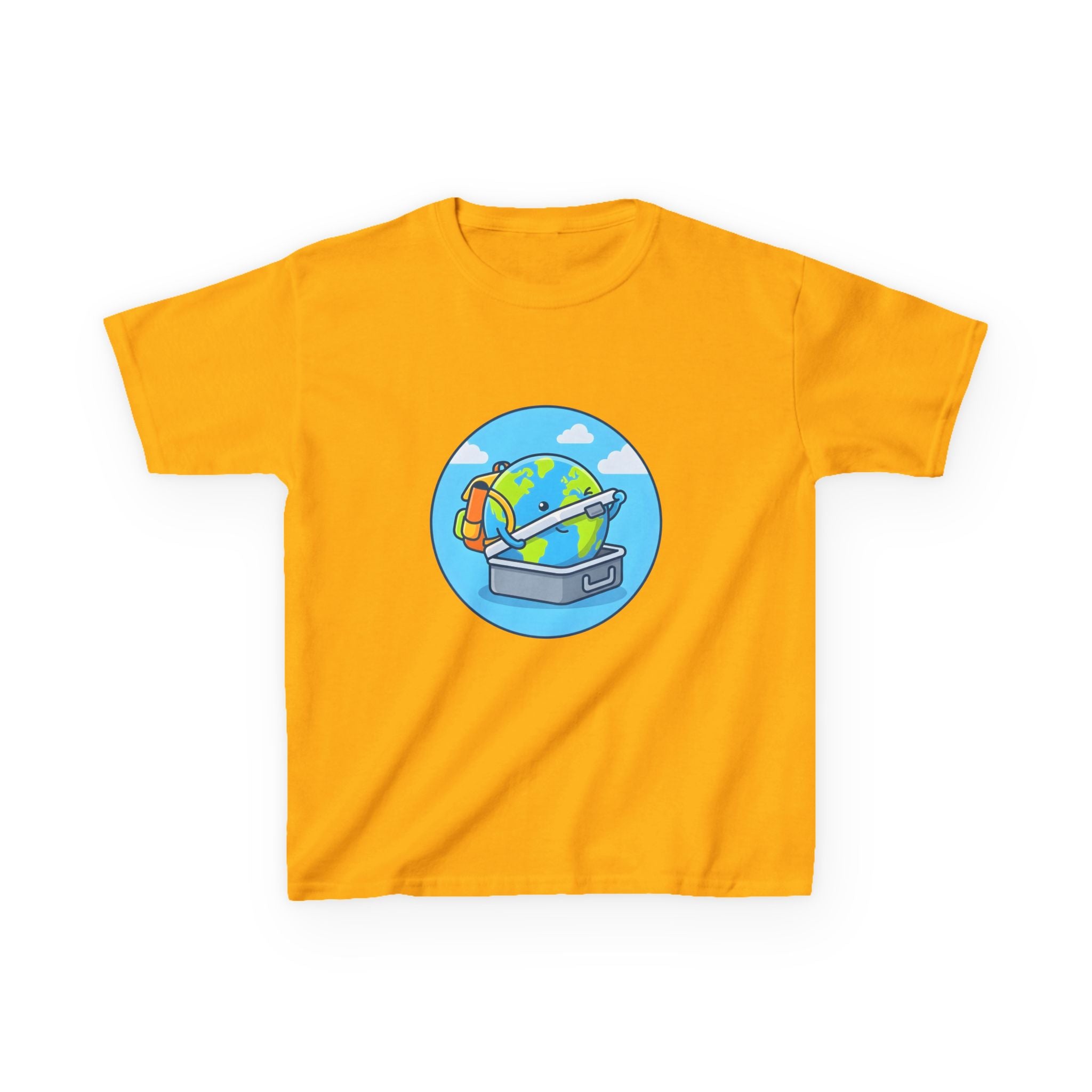 Kids Tee - Cute Earth Travel & School Cartoon Shirt | Adventure