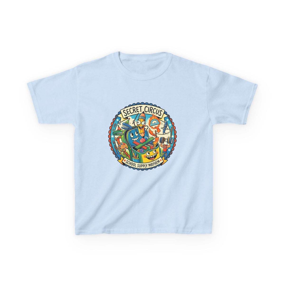 Kids Tee - Secret Circus School Supply Mayhem | Cartoon Fun
