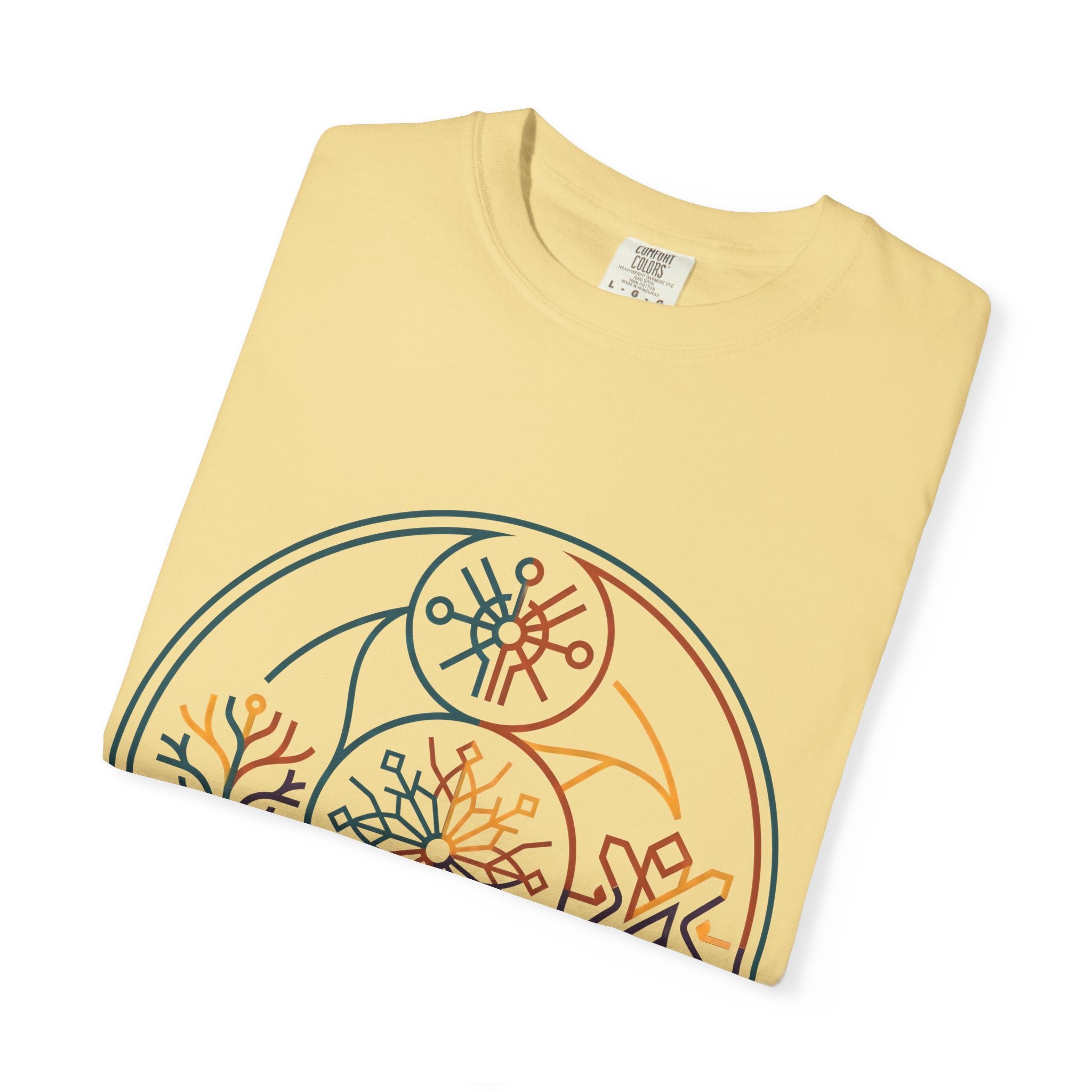 Unisex Garment-Dyed T-Shirt - Minimalist Geometric Nature Art