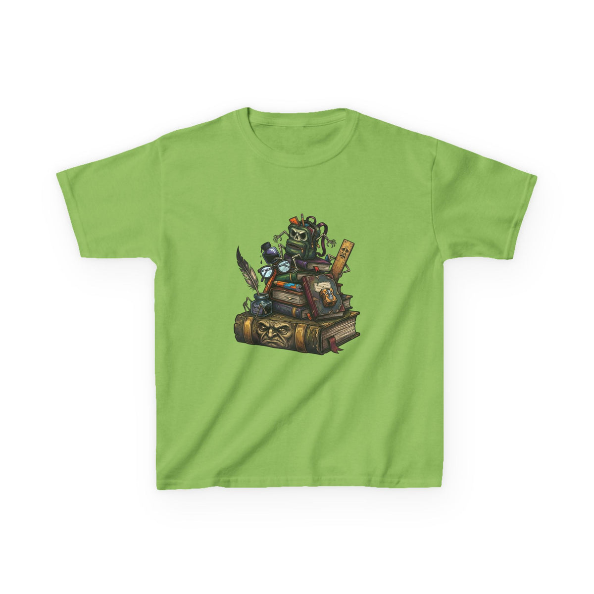 Kids Dark Academia Tee - Macabre School Supplies Skull