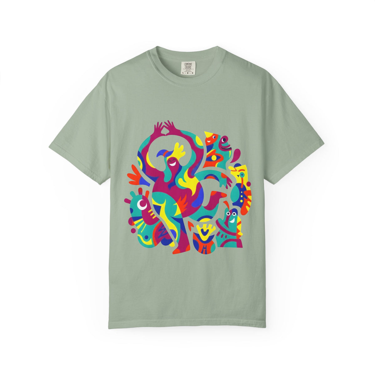 Garment-Dyed T-shirt - Joyful Abstract Creatures | Whimsical Graphic