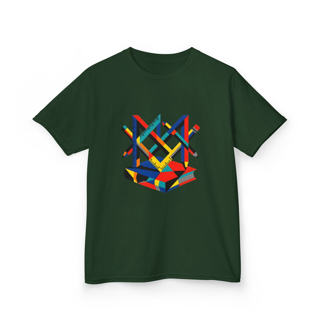Kids Tee - Bauhaus Geometric Design Tools Graphic | Primary Colors