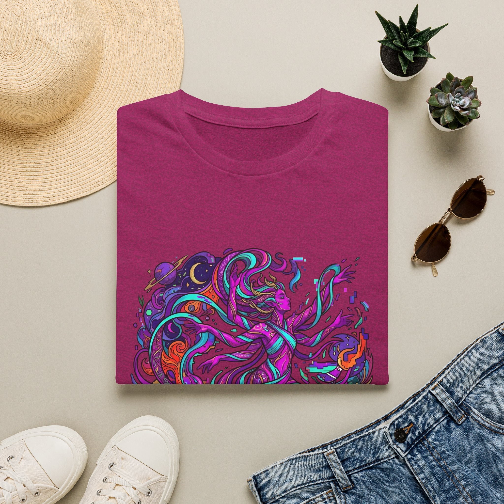 T-Shirt - Vibrant Psychedelic Cosmic Goddess Spiritual Flow