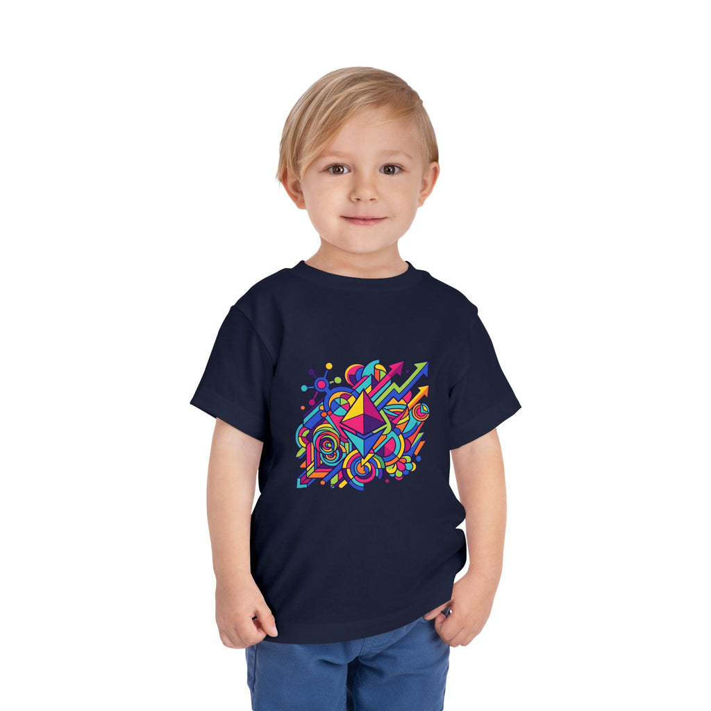 Toddler Crypto Shirt - Neon Geometric Digital Art | Blockchain Kids