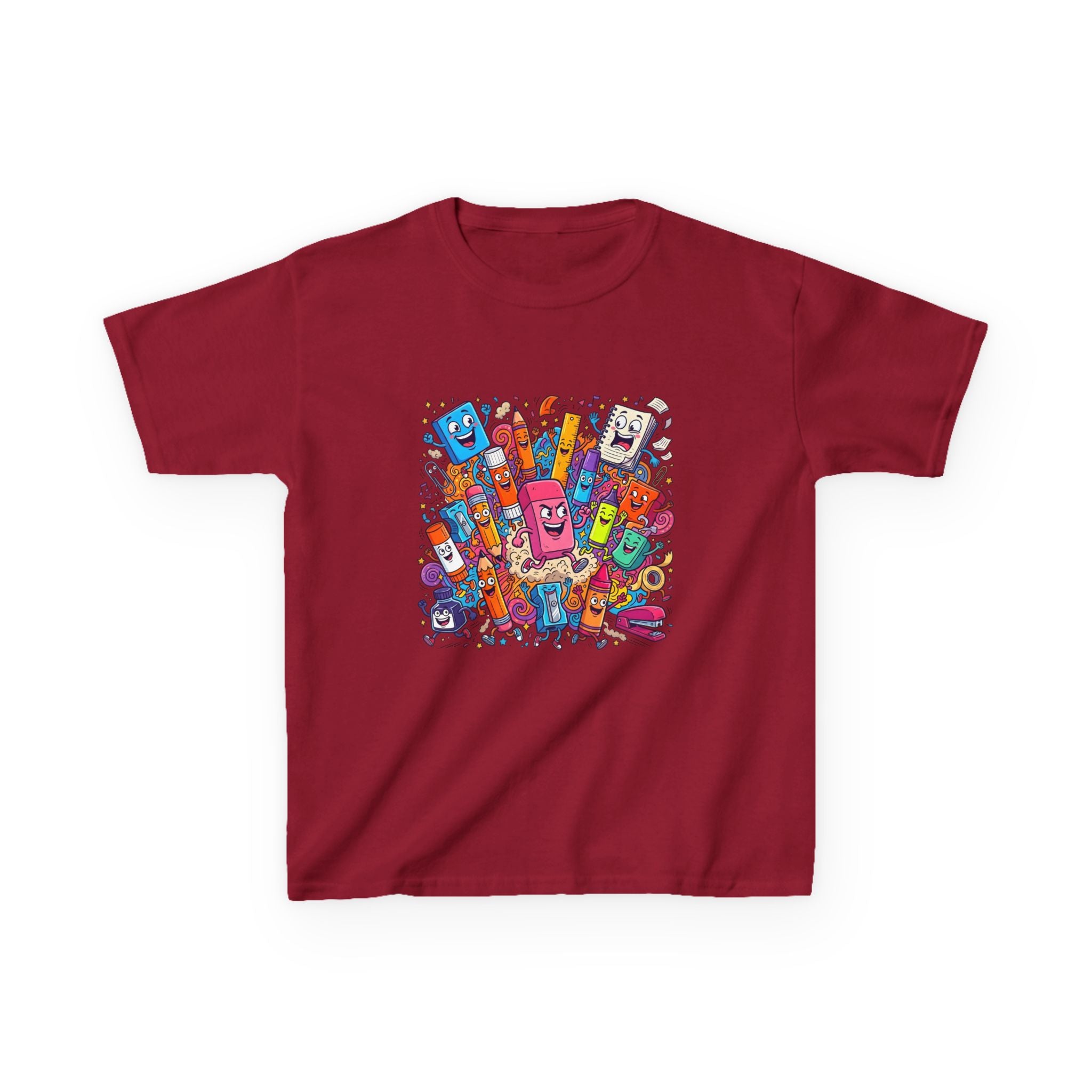 Kids T-Shirt - Cartoon School Supplies Doodle | Back to School