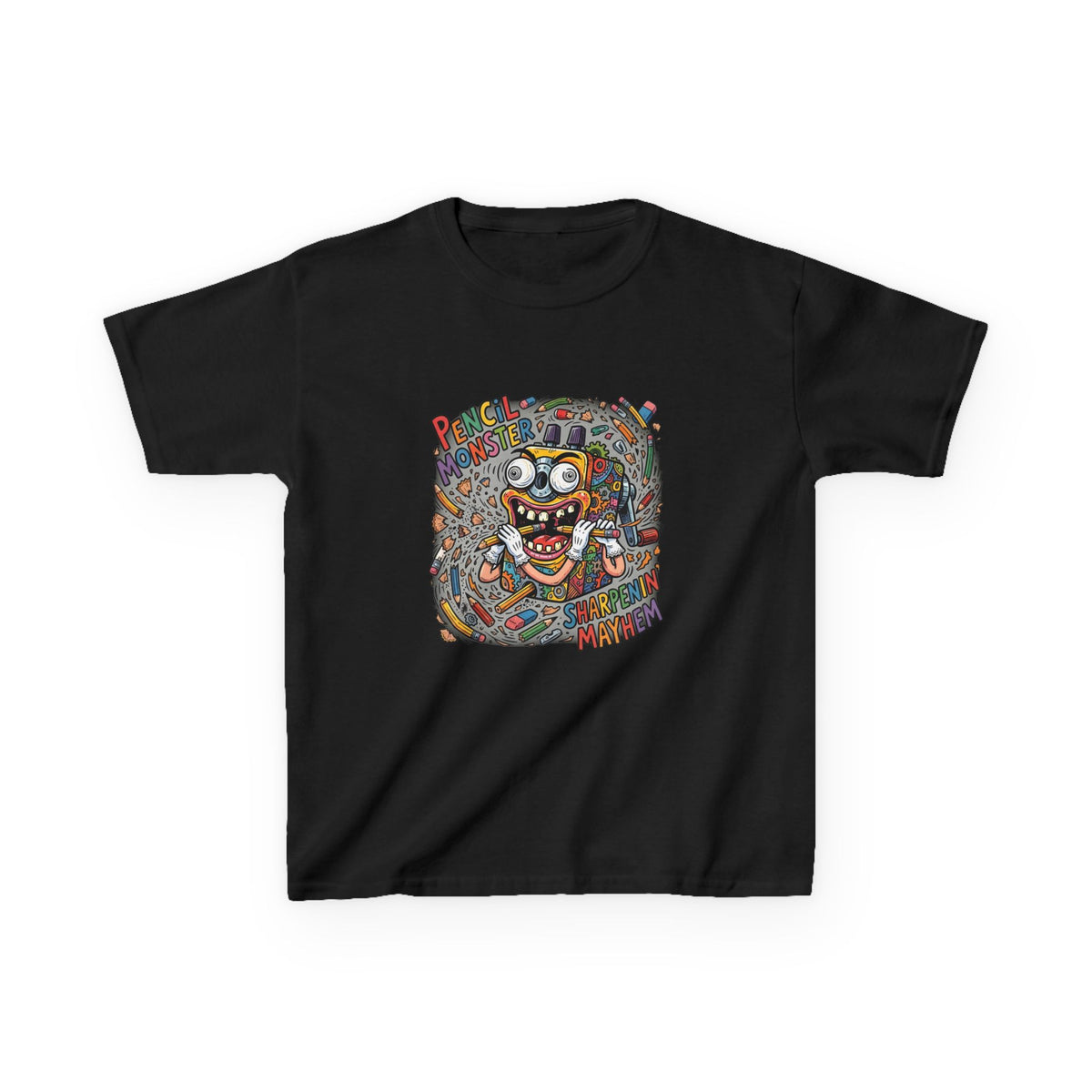 Kids Tee - Pencil Monster "Sharpenin' Mayhem" Cartoon | School