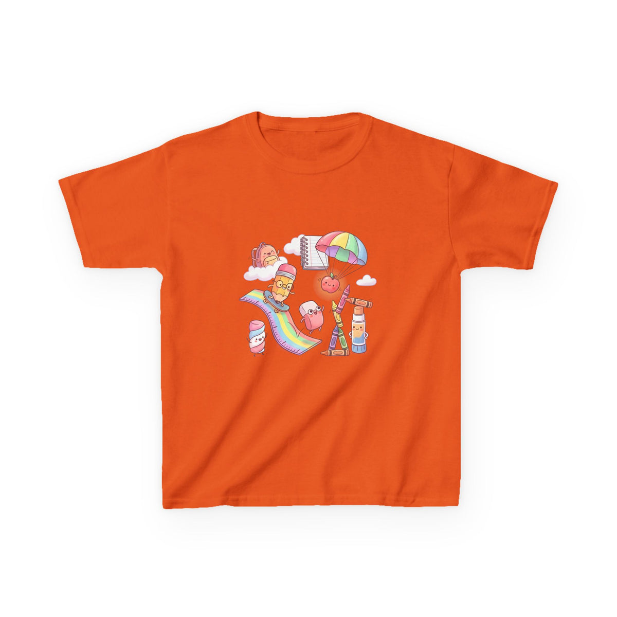 Kids Back to School Tee - Cute Faces School Supplies | Rainbow 2026