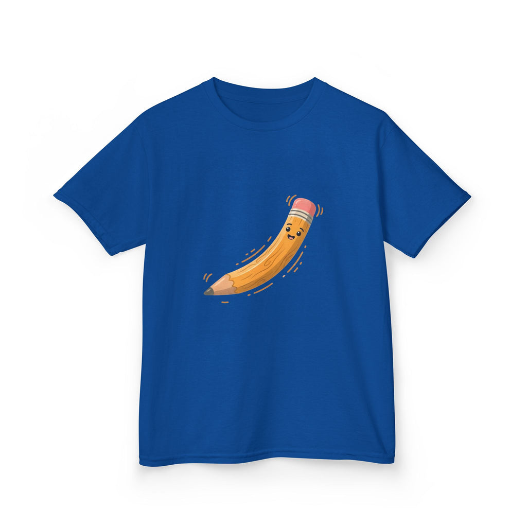 Kids Heavy Cotton Tee - Happy Animated Pencil School Supply | Back to