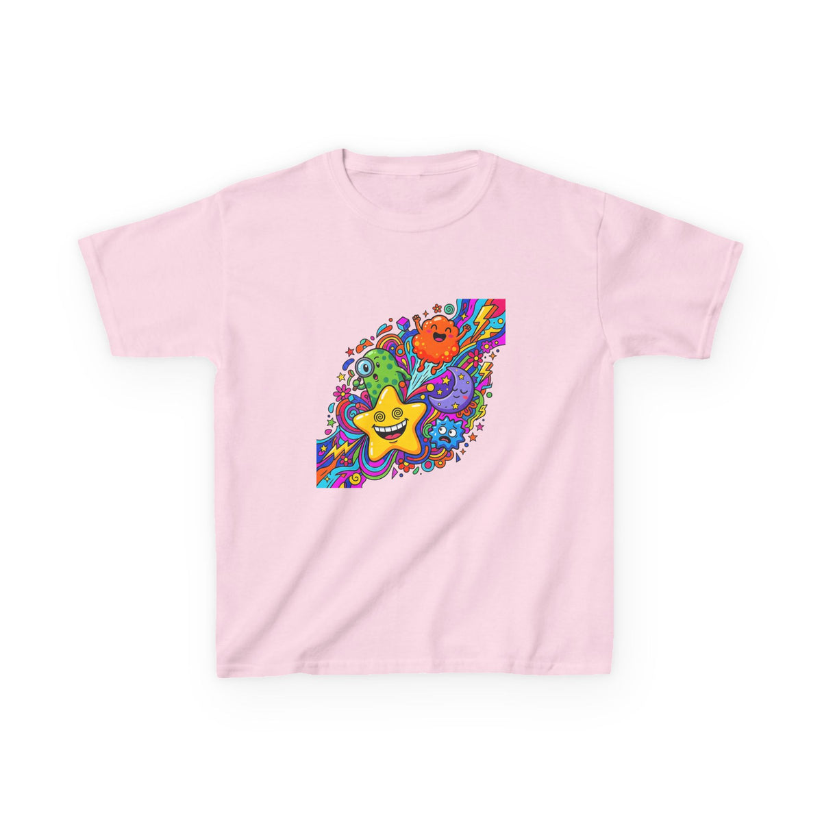 Kids Psychedelic Monster Tee - Vibrant Cartoon Doodle Shirt