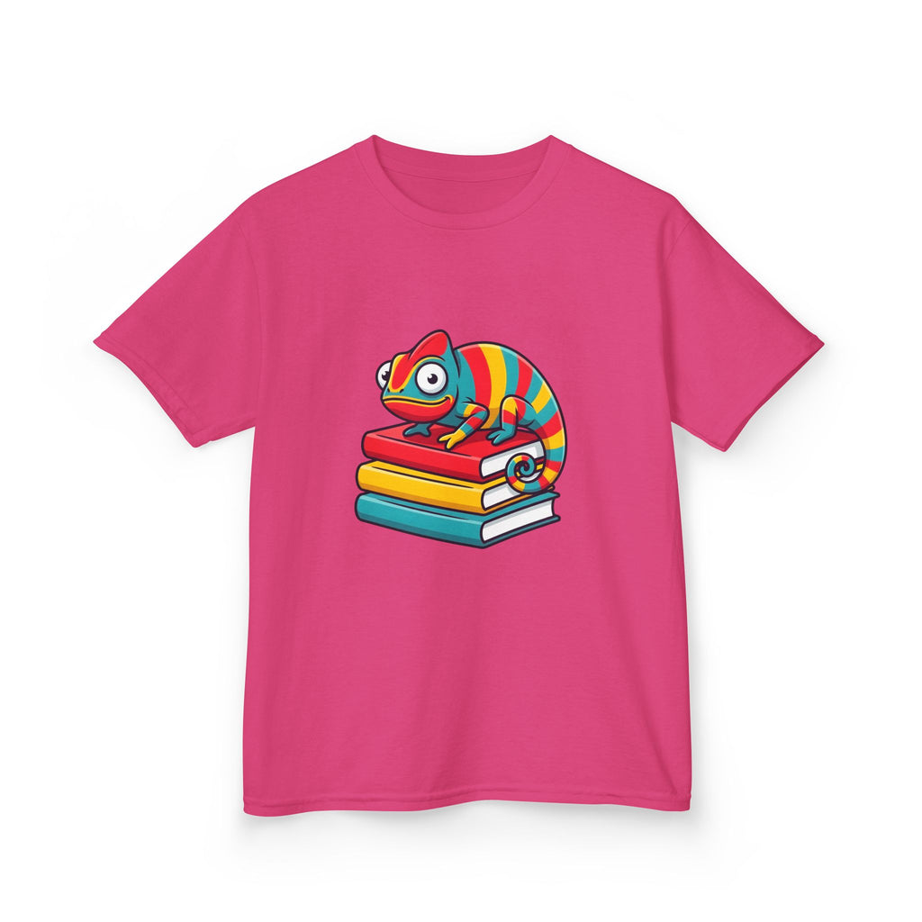 Kids T-Shirt - Whimsical Chameleon Reading Books | School Tee