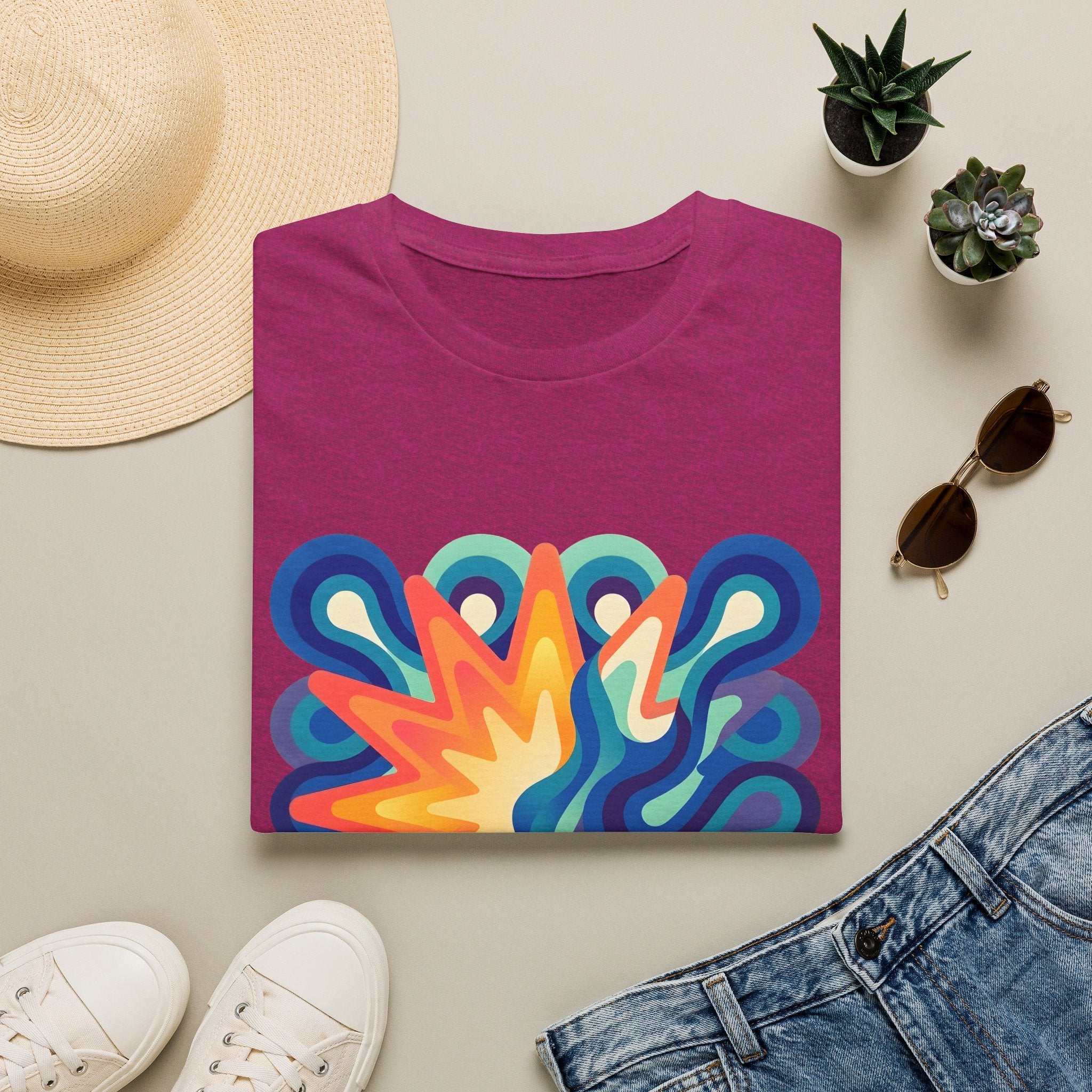 Abstract T-Shirt - Psychedelic Starburst Graphic Tee | Dynamic Blue
